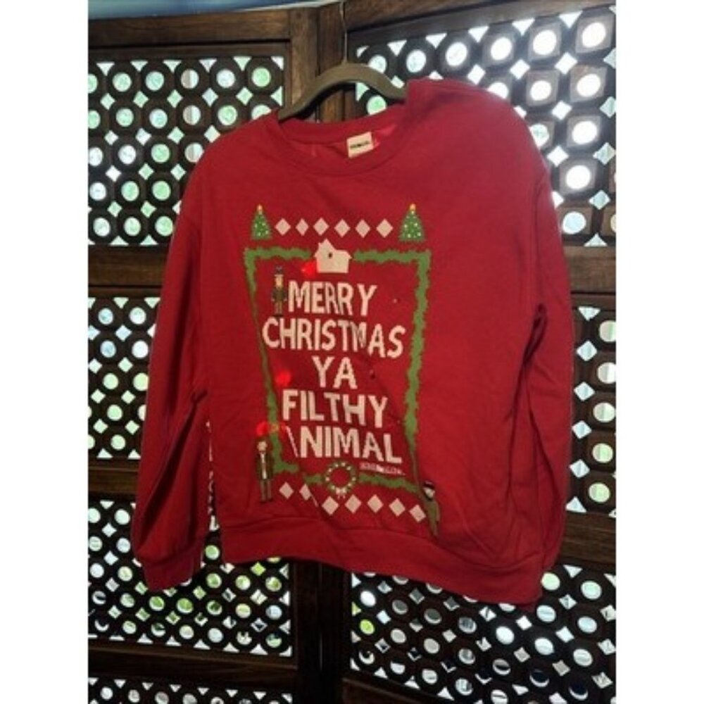 Home Alone Merry Christmas Ya Filthy Animal Lightup Sweatshirt Size Large